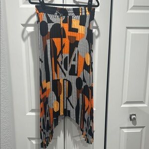 Karl Lagerfeld Graphic Midi Skirt - Orange and Black